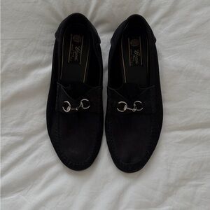 Gucci Black Suede Horsebit Loafers